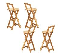 Pobbycrafm Folding Bar Stool, Bamboo Counter Bar Stools with Backs Footrest Foldable Portable Restaurant Seat for Patio Backyard Balcony Club, No Assembly Brown M 63cm 4pcs