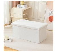 Pobbycrafm Folding Storage Ottoman Bench, Large Storage Chest Footrest Footstool with Lids End Of Bed Storage Bench for Living Room, Sofa Side, Bedroom White 76x38x38cm