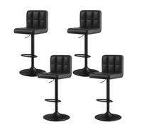Pobbycrafm Kitchen Stools, Swivel Bar Stools with Backs Height Adjustable Swivel Metal Frame Bar Stool Armless Airlift Counter Height Chairs for Kitchen Dining Pub Cafe, Black 62~82cm 4pcs