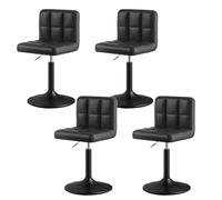 Pobbycrafm Kitchen Stools, Swivel Bar Stools with Backs Height Adjustable Swivel Metal Frame Bar Stool Armless Airlift Counter Height Chairs for Kitchen Dining Pub Cafe, Black 39~54cm 4pcs