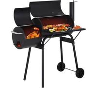 Pobbycrafm Pobbycrafm Portable Charcoal Grill, Charcoal Barbecue Grill with Wheels, Temperature Gauge and Air Vents Outdoor Barbeque Grill Smoker for Garden Camping Cooking, Black