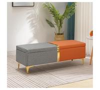 Pobbycrafm Shoe Rack Bench, Storage Bench with Padded Seat, End Of Bed Ottoman Storage Box Leather and Metal Legs Footstool for Living Room, Entryway, Bedroom Leather/Fabric H 110x40x40cm