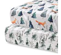 Pobi Baby - 2 Pack Premium Fitted Crib Sheets for Standard Crib Mattress - Ultra-Soft Cotton Blend, Stylish Animal Woodland Pattern, Safe and Snug for Baby (Magical)