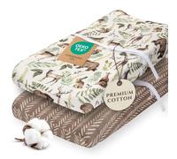 Pobibaby - 2 Pack Premium Changing Pad Cover - Ultra-Soft Cotton Blend, Stylish Woodland Pattern, Safe and Snug for Baby (Wildlife)