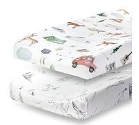 Pobibaby - 2 Pack Premium Changing Pad Cover - Ultra-Soft Cotton Blend, Stylish Woodland Pattern, Safe and Snug for Baby (Explore)