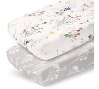 Pobibaby - 2 Pack Premium Changing Pad Cover - Ultra-Soft Jersey Knit, Stylish Floral Pattern, Safe and Snug for Baby (Wildflower)