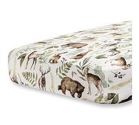 Pobibaby - Premium Single Fitted Baby Boy Crib Sheets for Standard Crib Mattress - Ultra-Soft Cotton Blend, Safe and Snug, and Stylish Woodland Crib Sheet (Wildlife Animal)
