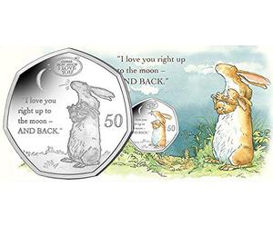Pobjoy Mint Gibraltar 2021 Guess How Much I Love You 2 Diamond Finish Coloured 50p coin presented in a special pack