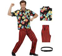 Poboola Ace Ventura Costume Animal Detective Costume Hawaiian Shirt and Tutu for Men Halloween Carnival Funny Cosplay Outfit S