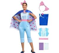 Poboola Bo Peep Costume Adult Cute Costumes For Women Princess Cowgirls Halloween Cosplay Deluxe Fancy Little Bo Peep Dress 3XL