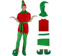 Poboola Christmas Elf Costume for Women Santa's Helper Costumes Adult Funny Grumpy Elfs Hat Outfit Holiday Party Cosplay 2XL