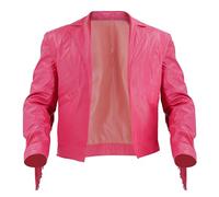 Poboola Pink Leather Jacket Cowboy Fringe Jacket Western Coats for Men Garret Garrison Cosplay Halloween Steve Costume M