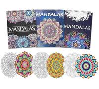 Pobuu3 Pack Mandala Colouring Book Set for Adults, 60 Unique Mandala Designs for Stress Relief & Relaxation, Spiral Bound Colouring Books for Adults or Women Men