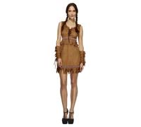 Pocahontas Costume Womens Ladies Red Indian Squaw Western Fancy Dress UK 8-18