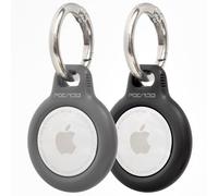 POCARDO Case for Apple AirTag Includes Key Ring & Loop | Hard Case | Holder | Cover| Key Fob | Scratch Protection | Pack of 2 [ Black & Grey]