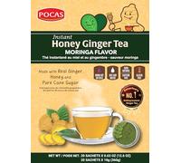 Pocas Honey Ginger Tea 20 Count, Non-GMO, Gluten Free, Caffeine Free, Instant Tea Packets (Moringa)