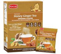 Pocas Honey Ginger Tea 20 Count, Non-GMO, Gluten Free, Caffeine Free, Instant Tea Packets (Original)