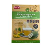 POCAS Instant Honey Ginger Tea Soursop Flavour 360g (20 Sachets) - Ginger Drink with Honey, Just Add Water, Hot or Cold