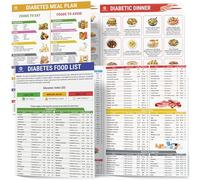 POCAZONE 2Pcs Diabetes Food List and Meal Planner Laminated, Diabetic Food List Chart for Type 1 & 2, Healthy Diabetic Diet Meal Guide Plan Recipes Cookbook for Beginners Pre-Diabetes, Glycemic
