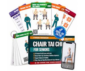 POCAZONE Chair Tai Chi for Seniors Over 60, 46 Exercise Cards & Video Guide