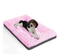 POCBLUE Deluxe Washable Dog Bed for Small Dogs Dog Crate Mat 24 inch Comfy Fluffy Kennel Pad Anti-Slip for Dogs Up to 25 lbs, 24" x 17", Pink