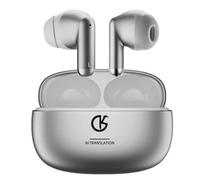 POCDOKYZ Bluetooth 5.4 Real-Time 2-Way Translation Earbuds - 144 Languages, 6H Playtime, 24H Total Battery, ENC Noise Cancellation, For Travel Business Learning(Silver)