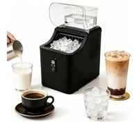 POCDOKYZ Countertop Ice Maker Machine - 11.8kg/24H Fast Square Ice Production, 14-Min Cycle, 24 Cubes Per Batch, 1.6L Tank No Plumbing, Ultra-Quiet for Home Bar, RV, Cafe