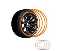 POCDUUA 4-Piece Car Wheel Rim Protector, 15-22 Inch Heavy Duty ABS Trim, 50kg Load & Anti-Collision, Easy Install Adhesive Decor for All Types of Vehicles,16in,Orange