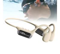 POCDUUA Bone Conduction Swimming Headphones - IP68 Waterproof, Built-in 32GB MP3 Player, 6H Battery with LED Power Display for Swimming, Running, Cycling & Driving,White
