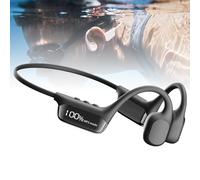 POCDUUA Waterproof Bone Conduction Headphones - IP68 Underwater, Built-in 32GB MP3 Player, 6H Battery + LED Display, Magnetic Charging for Swimming, Running, Cycling & Driving,Black