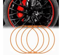POCDUUA Wheel Rim Protector - 4 Pcs 15-22 Inch Car Wheel Protection Ring, 8mm Wide ABS Material, One-Piece Molding with Strong Adhesive for Vehicles with Flat Rims,20in,Orange