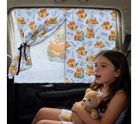 Poceacles 2 Pack Double Layers Car Window Shade for SUV Car Side Window Curtains Heat Blocking UV Protection Magnetic Automotive Window Shade for Baby Kids Nap, Capybara Book Pattern
