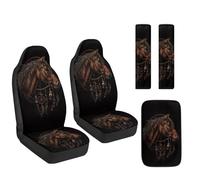 Poceacles 5 Pcs Car Seat Covers Full Set with Front Seat Covers Seatbelt Shoulder Pads Center Console Cover Universal Fit Most SUVs Vans Trucks, Horse Dream Catcher Black