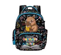 Poceacles Backpack for Kid Boy Girl Back to School Essentials Middle School Backpack with Multiple Storage Pockets, Capybara Formula Print Just A Capybara That Loves To Read Print