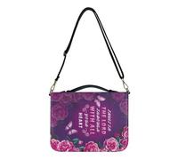 Poceacles Bible Cover for Women Men - Large Bible Covers - Trust in The Lord with All Your Heart Design Bible Case with Handles - Bible Bag - Bible Carrying Case - Bible Gift, Purple Size XL