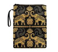 Poceacles Boho Elephant Book Sleeves with Front Pocket Polyester Zipper Book Sox Suitable for Most Hardcover Books Office School Products