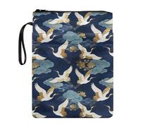 Poceacles Book Sleeve Pouch Protector for Paperback Hardcover, Textbooks Storage Bag for Book Lovers, Women, Men, Asian Crane Cloud Pattern Oriental Art Design