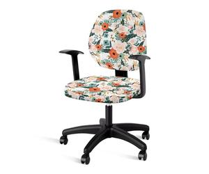 Poceacles Bright Flower Print Computer Office Chair Cover Protective & Stretchable Universal Desk Task Chair Chair Covers Stretch Rotating Chair Slipcover