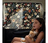Poceacles Car Shades for Side Windows, Car Sunshades Double Layers Full Privacy/Semi-Transparent Options UV Protection Magnetic Auto Interior Curtain, Daisy Flower, 2 Pack