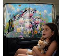 Poceacles Car Side Window Shade UV Protection Magnetic Car Side Windows Curtain Sun Shade Full & Half Window Coverage Automotive Interior Accessories, Cow Flower Butterfly Blue Sky, 2 Pcs