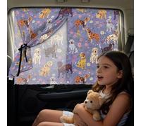 Poceacles Car Side Window Sunshades Double Layers Car Window Shade for Kids UV Blocker Privacy Protection Side Window Sun Shade UV Blocker Covers, Cartoon Dog Daisy Flower Pattern Violet, 2 Pack