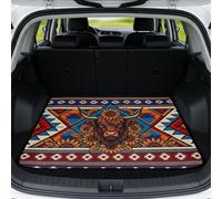 Poceacles Car Trunk Mat Decorative Printed Cargo Mat All Weather Non Slip Trunk Liner Universal Fit Auto Interior Accessories for Most Cars SUVs Trucks, Aztec Highland Cow Sunflower Pattern