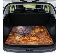 Poceacles Cargo Liner Stain-Resistant Protective Pet Cargo Mat Car Trunk Protector, Scratch-Proof Rear Mat for SUV Truck, Car Accessories for Halloween, Dachshund Dog Pumpkin Ghost Print