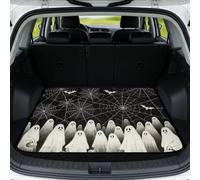 Poceacles Cargo Liner Universal Size Car Trunk Mat for Halloween Rear Trunk Protector All Weather Cargo Mat Compatible with Most Vehicles 29"x39", Ghost Spider-Web Print