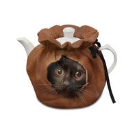 Poceacles Cat Tea Cosy for Teapot, Dust Cover to Keep Warm, Breakfast Pot Protector, Washable Kettle Cover for Teapot, Coffee Pot, Hotel Tea Party, Restaurant, Brown