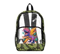 Poceacles Clear PVC Backpack for Kids Boys Girls Transparent Bookbag See Through School Daypack Middle High School Backpacks Rucksack Schoolbag, T-Rex Dinosaur Lightning