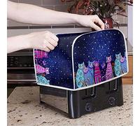 Poceacles Colorful Cats Printed Blue Toaster Cover 2 Slice, Small Kitchen Appliance Cover Toaster Appliance Dust Proof Fingerprint Protector, S