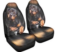 Poceacles Cute Rottweiler Dog Print Front Seat Covers for Car, Saddle Blanket Universal Bucket Seats Cover Protector, Decorative Auto Interior Accessories