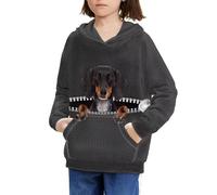Poceacles Dachshund Dog Print Kid's Athletic Hoodies with Front Pocket Fashion long Sleeve Sport Sweatshirts Tops Boy's Hooded Pullover Tops Age 11-13 Year Old