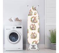 Poceacles Easter Rabbit Ironing Board Cover and Pad, Stretchy Ironing Board Tabletop Cloth Washable Iron Board Cover Protector Durable Ironing Board Pad, L